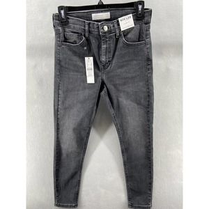 Topshop Jeans Women 29x28 Petite Faded Black Jamie High Waisted Skinny Denim NWT